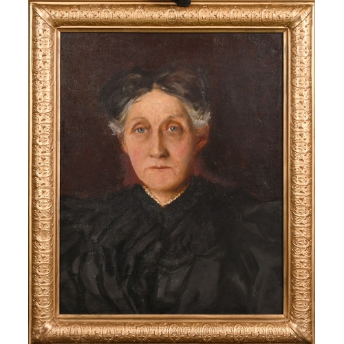 295 - Late 19th Century English School, a portrait of a woman in black, oil on canvas laid down, 20