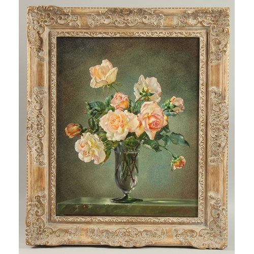 302 - Cecil Kennedy (1905-1997), 'Madam Butterfly Roses', oil on canvas, signed, 20