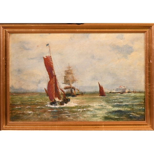 325 - English School, Circa 1900, shipping approaching port, oil on canvas, 12