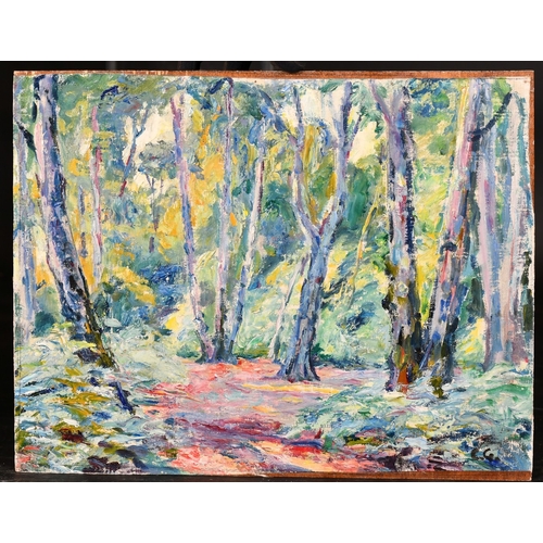 340 - Charles Genge (1874-1958), 'In the Forest', oil on canvas laid down, signed with initials, 9.5 x 11.... 