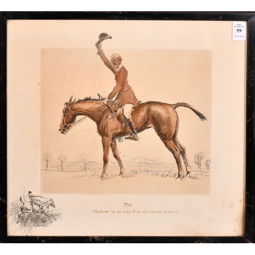 59 - Snaffles, 'Jim', a hand coloured print, signed in pencil with watercolour title, 14