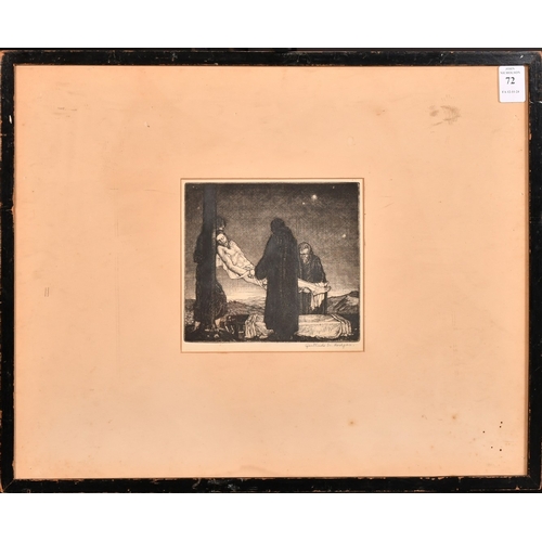 72 - Gertrude Martin Hodges, an etching of the deposition of Christ, signed in pencil, 5.25