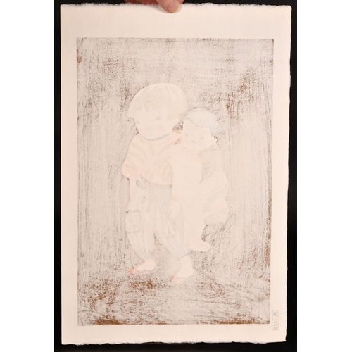 84 - Kyoshi Saito (1907-1997) Japanese, a pair of woodcut prints each with a mother and child, both signe... 