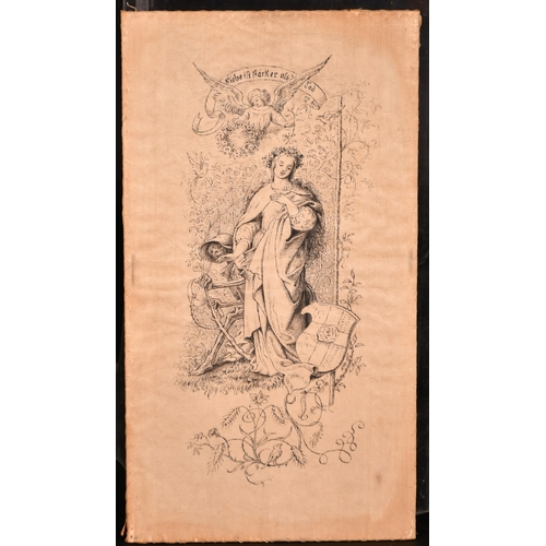 88 - Ludvig Richter (1803-1884), female figure, etching on silk,10