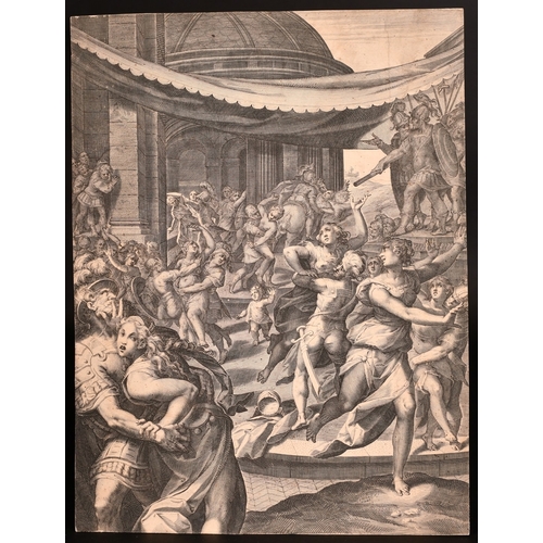 97 - Egidius Sadeler (1570-1629), The Rape of the Sabine Women, two etchings, one laid down, 16.25