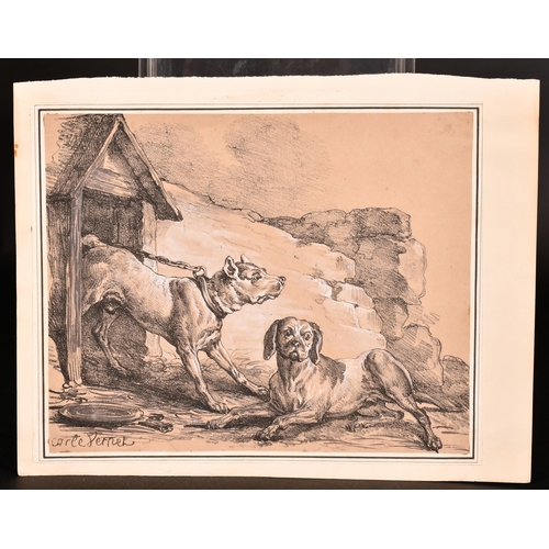 99 - Carle Vernet (1758-1836), a collection of three lithographs, two featuring dogs, each around, 8