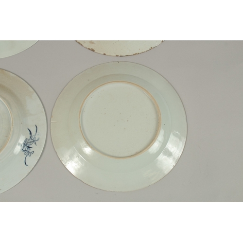 1 - FOUR CHINESE BLUE AND WHITE PORCELAIN PLATES, (af), each 22.5cm diameter, (4).