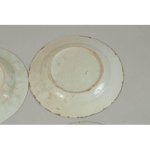 1 - FOUR CHINESE BLUE AND WHITE PORCELAIN PLATES, (af), each 22.5cm diameter, (4).