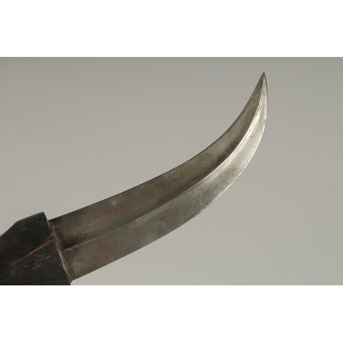 102 - A 19TH CENTURY OTTOMAN HORN HILTED DAGGER, with silver inlaid steel mounted scabbard, 28cm long.