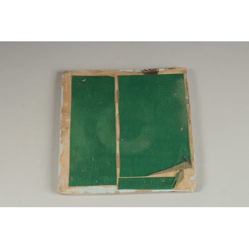 110 - A FINE 18TH-19TH CENTURY PERSIAN GLAZED POTTERY TILE, 20cm square.