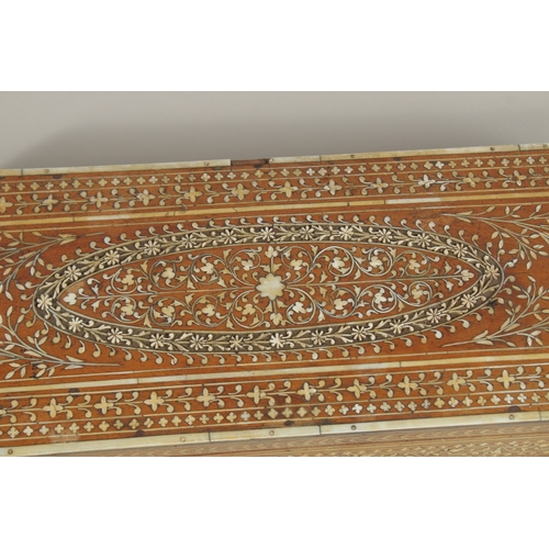 138 - A VERY FINE 19TH CENTURY INDIAN HOSHIARPUR IVORY INLAID WOODEN BOX, 37cm x 12cm. Submission referenc... 