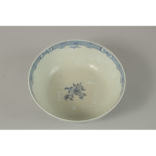 14 - A CHINESE BLUE AND WHITE PORCELAIN PUNCH BOWL, 26cm diameter.