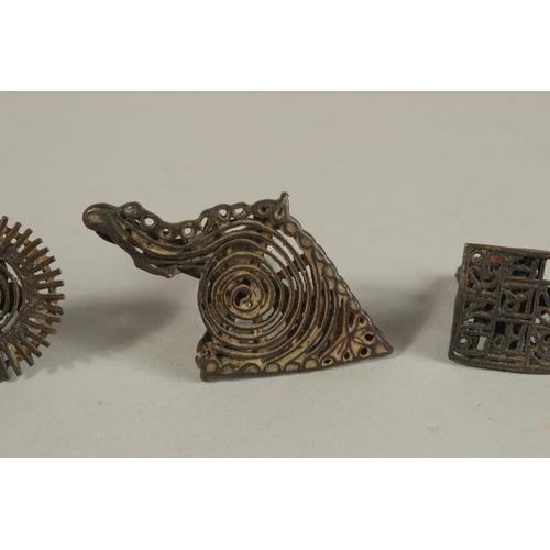 158 - A GROUP OF FIVE 17TH CENTURY TIBETAN OR SOUTH INDIAN BUDDHIST BRONZE STAMPS, (5).