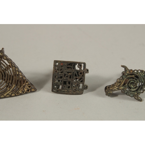 158 - A GROUP OF FIVE 17TH CENTURY TIBETAN OR SOUTH INDIAN BUDDHIST BRONZE STAMPS, (5).