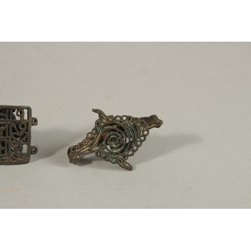 158 - A GROUP OF FIVE 17TH CENTURY TIBETAN OR SOUTH INDIAN BUDDHIST BRONZE STAMPS, (5).