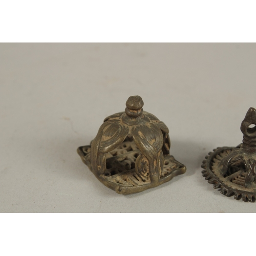 158 - A GROUP OF FIVE 17TH CENTURY TIBETAN OR SOUTH INDIAN BUDDHIST BRONZE STAMPS, (5).