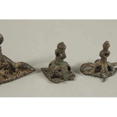 158 - A GROUP OF FIVE 17TH CENTURY TIBETAN OR SOUTH INDIAN BUDDHIST BRONZE STAMPS, (5).