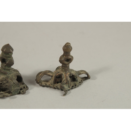 158 - A GROUP OF FIVE 17TH CENTURY TIBETAN OR SOUTH INDIAN BUDDHIST BRONZE STAMPS, (5).