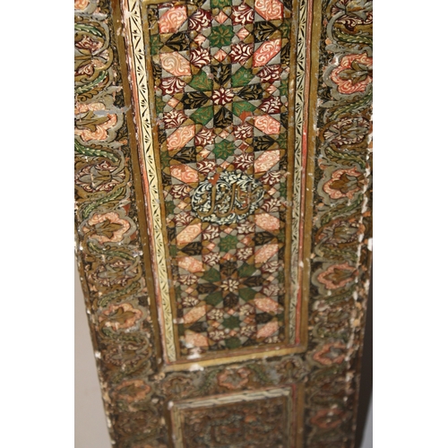 163 - A FINE LARGE LATE 19TH - EARLY 20TH CENTURY NORTH AFRICAN MORROCCAN PAINTED CARVED WOODEN CABINET,  ... 