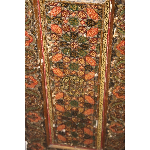 163 - A FINE LARGE LATE 19TH - EARLY 20TH CENTURY NORTH AFRICAN MORROCCAN PAINTED CARVED WOODEN CABINET,  ... 