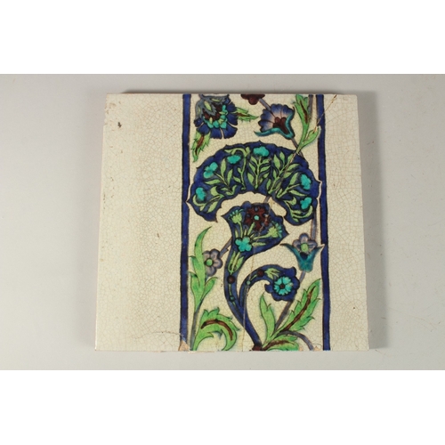 228 - A RARE WILLIAM DEMORGAN GLAZED POTTERY TILE, in the Islamic Damascus style, signed to the reverse, 2... 