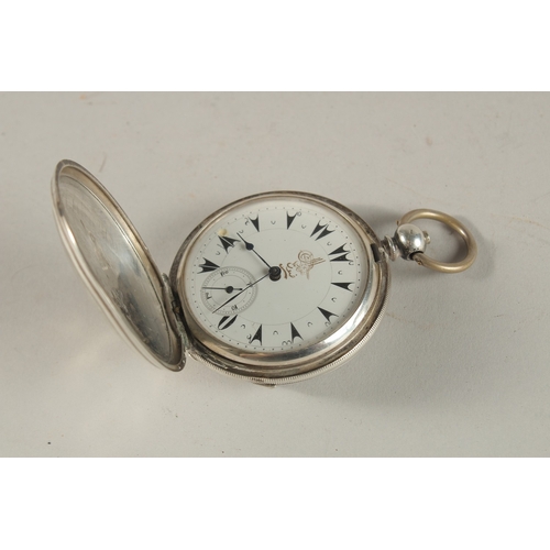 243 - A 19TH CENTURY SWISS SILVER POCKET WATCH MADE FOR THE OTTOMAN TURKISH MARKET, bearing the tughra mar... 