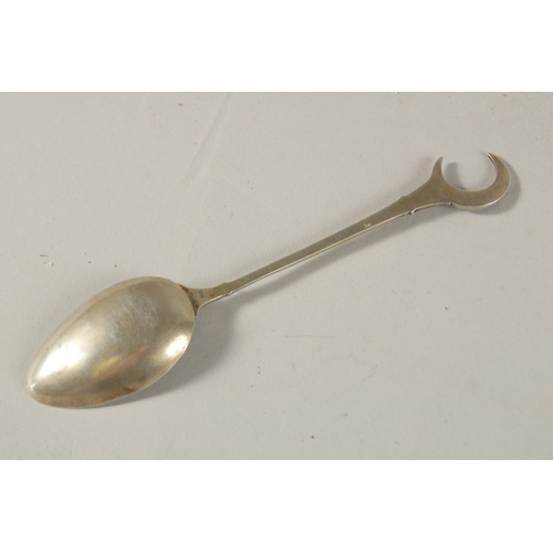 245 - A FINE 19TH CENTURY VIENNA ENAMELLED SILVER SPOON FOR THE OTTOMAN MARKET, 12.5cm long.