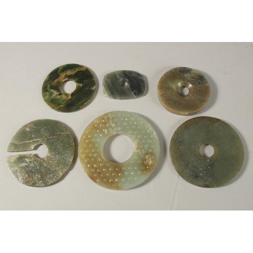 248 - SIX CHINESE JADE DISKS, (6).