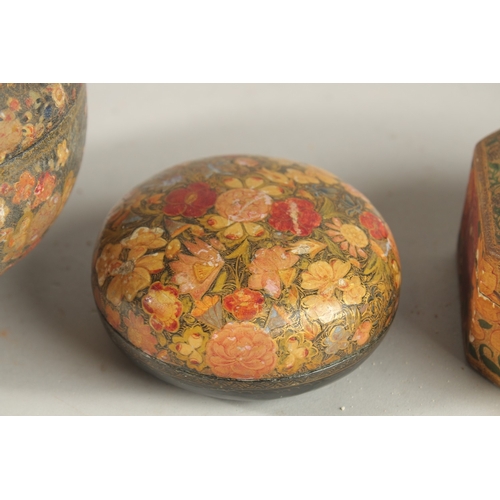 255 - A COLLECTION OF THREE 19TH CENTURY INDIAN KASHMIRI LACQUERED BOXES, (3).