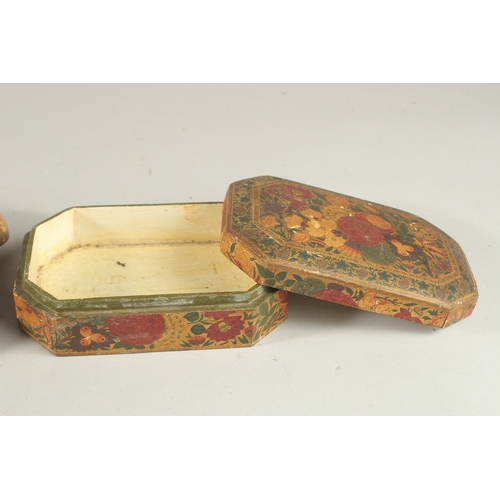 255 - A COLLECTION OF THREE 19TH CENTURY INDIAN KASHMIRI LACQUERED BOXES, (3).