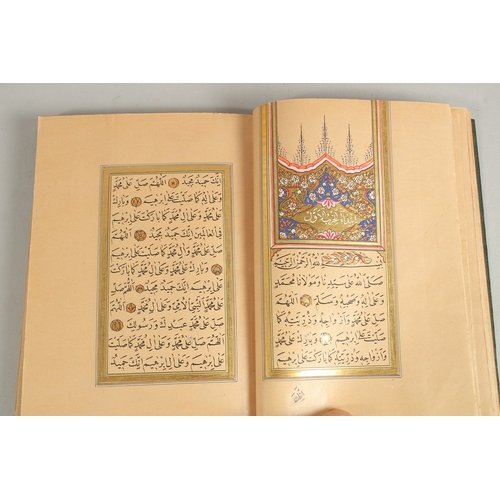 278 - A FINE 19TH CENTURY OTTOMAN DALA'IL AL KHYRAT PRAYER BOOK, beautifully illuminated with miniature pa... 