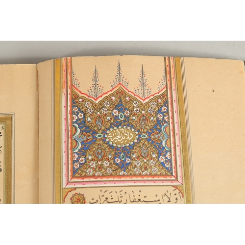 278 - A FINE 19TH CENTURY OTTOMAN DALA'IL AL KHYRAT PRAYER BOOK, beautifully illuminated with miniature pa... 