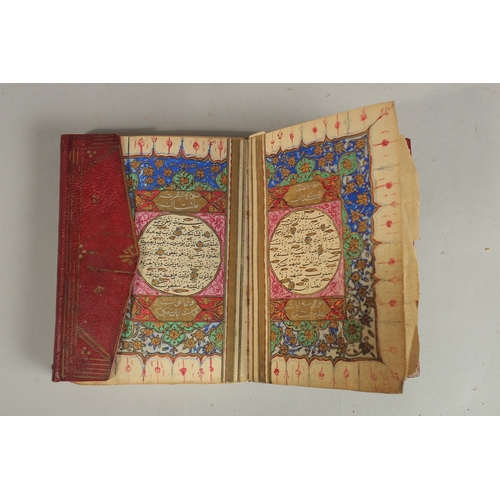 281 - A 19TH CENTURY OTTOMAN LEATHER BOUND QURAN, for Hafez Othman Alkamily study of Ahmed Najati, dated 1... 