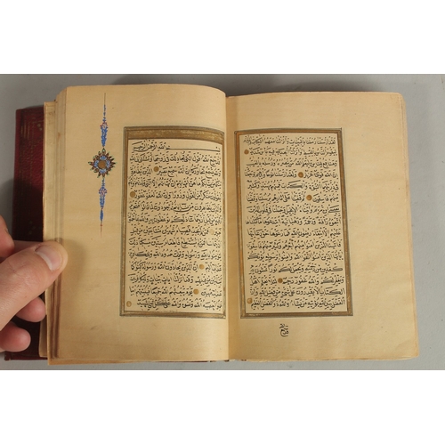 281 - A 19TH CENTURY OTTOMAN LEATHER BOUND QURAN, for Hafez Othman Alkamily study of Ahmed Najati, dated 1... 