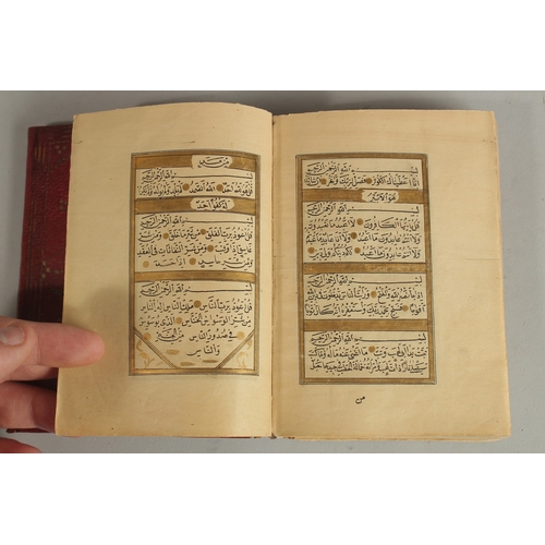 281 - A 19TH CENTURY OTTOMAN LEATHER BOUND QURAN, for Hafez Othman Alkamily study of Ahmed Najati, dated 1... 