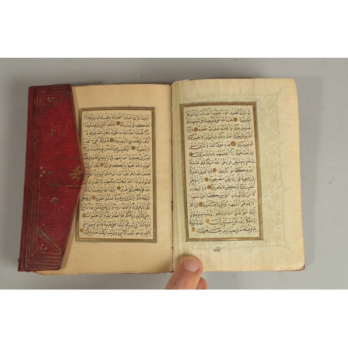 281 - A 19TH CENTURY OTTOMAN LEATHER BOUND QURAN, for Hafez Othman Alkamily study of Ahmed Najati, dated 1... 