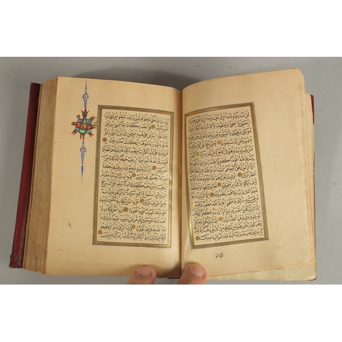 281 - A 19TH CENTURY OTTOMAN LEATHER BOUND QURAN, for Hafez Othman Alkamily study of Ahmed Najati, dated 1... 