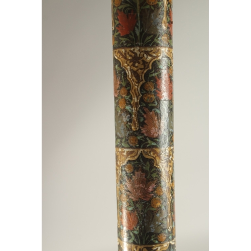 283 - A LARGE INDIAN KASHMIR LACQUERED PAPIER MACHE DOCUMENT CASE, 40cm long.