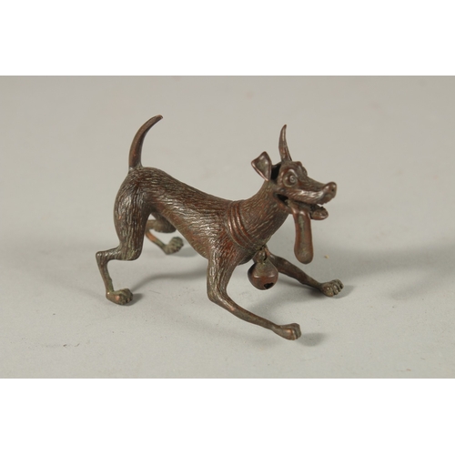 315 - A BRONZE OKIMONO OF A DOG.