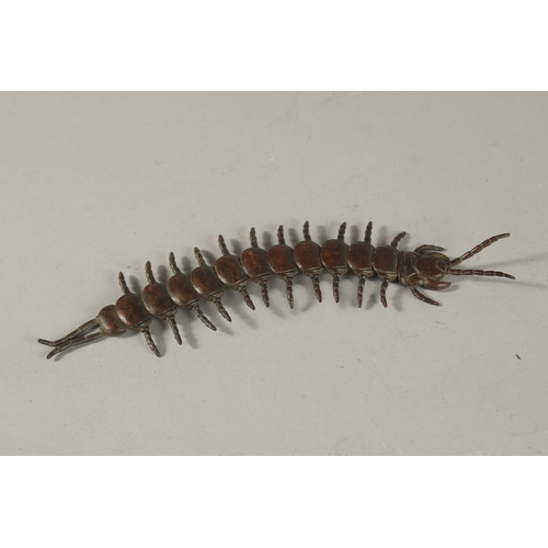 317 - AN ARTICULATED BRONZE OKIMONO OF A CENTIPEDE.