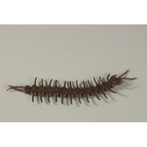 317 - AN ARTICULATED BRONZE OKIMONO OF A CENTIPEDE.