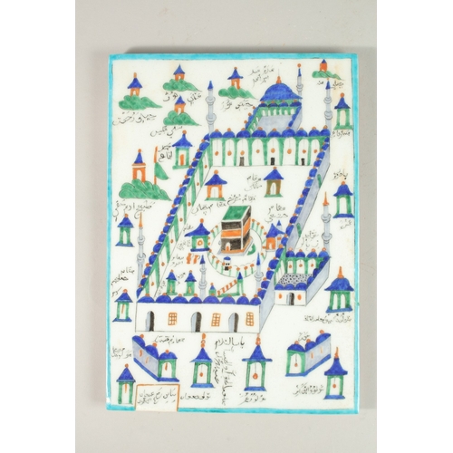 328 - A TURKISH IZNIK GLAZED POTTERY KABE TILE, 30cm x 21cm.