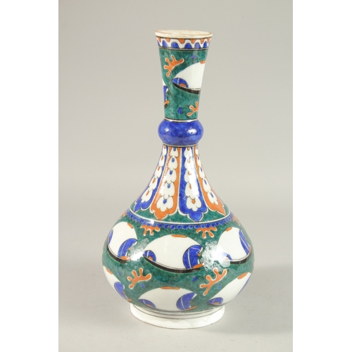 332 - A TURKISH IZNIK GLAZED POTTERY VASE, 33cm high.