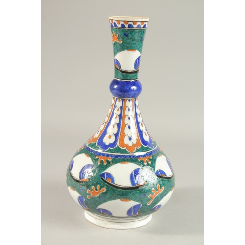 332 - A TURKISH IZNIK GLAZED POTTERY VASE, 33cm high.