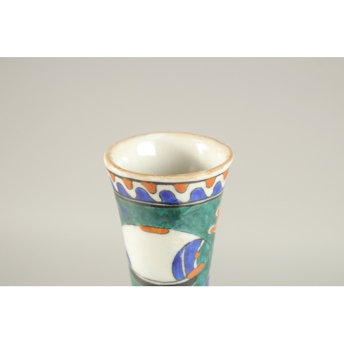 332 - A TURKISH IZNIK GLAZED POTTERY VASE, 33cm high.