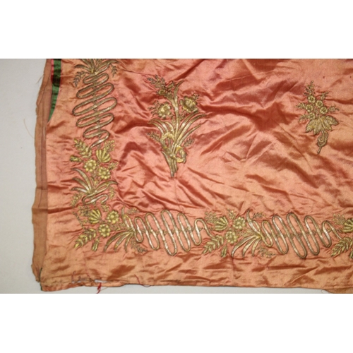 334 - AN 18TH CENTURY OTTOMAN TURKISH EMBROIDERED SILK TEXTILE.