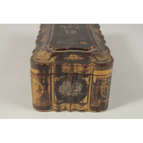 63 - A CHINESE GILT AND BLACK LACQUER RECTANGULAR BOX, with hinged lid and lift-out tray to interior, 27.... 