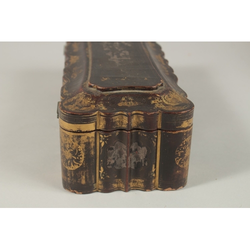 63 - A CHINESE GILT AND BLACK LACQUER RECTANGULAR BOX, with hinged lid and lift-out tray to interior, 27.... 