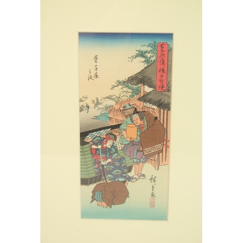 78 - THREE JAPANESE WOODBLOCK PRINTS, each framed and glazed, (3).