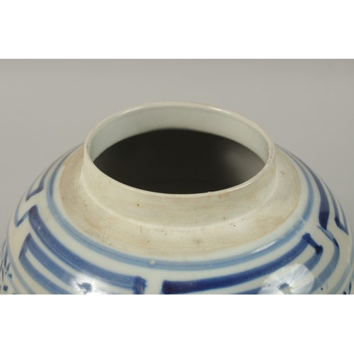 9 - A CHINESE BLUE AND WHITE PORCELAIN JAR AND COVER, 24cm high.